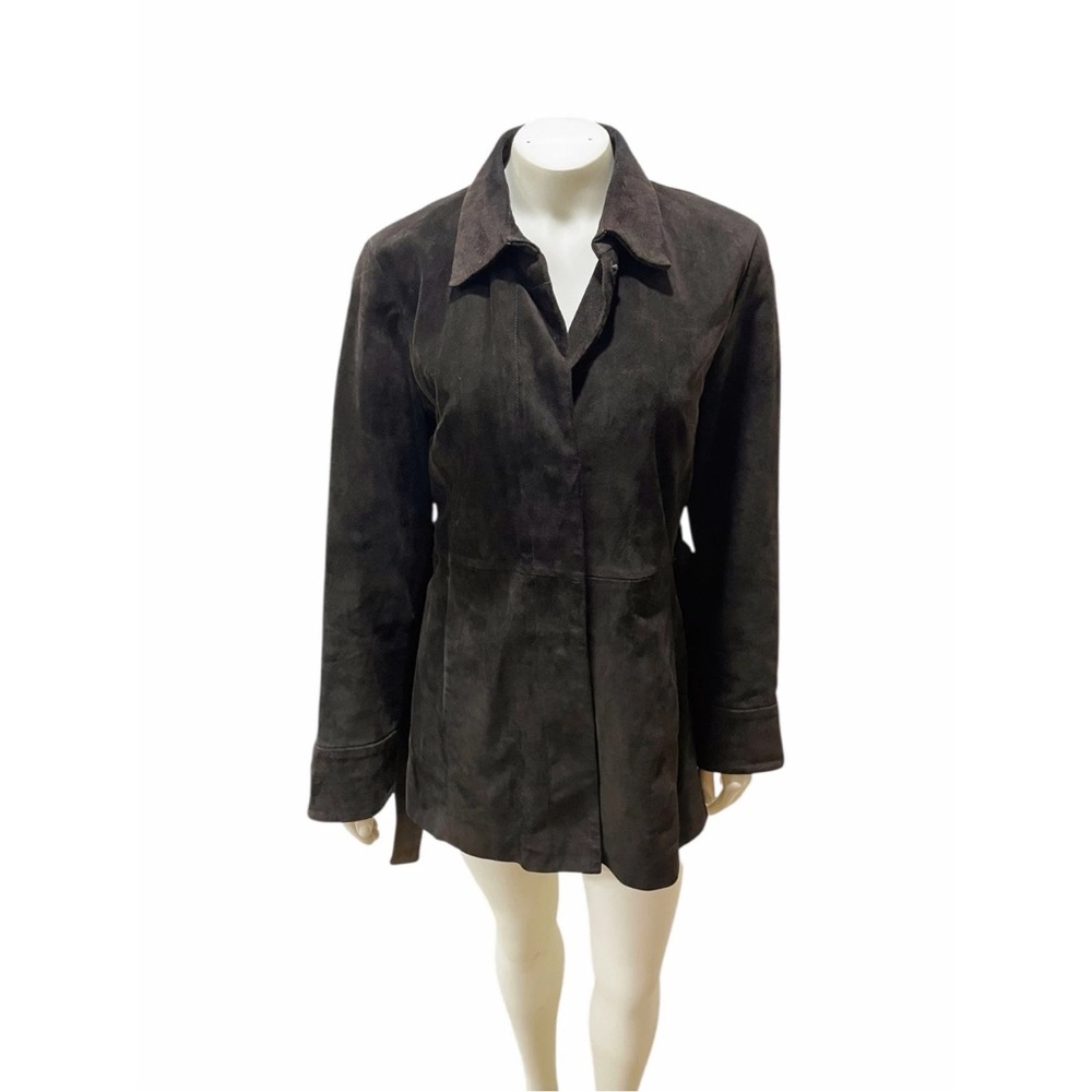 Vintage Banana Republic Women Large Brown Genuine Suede Leather Coat Jacket